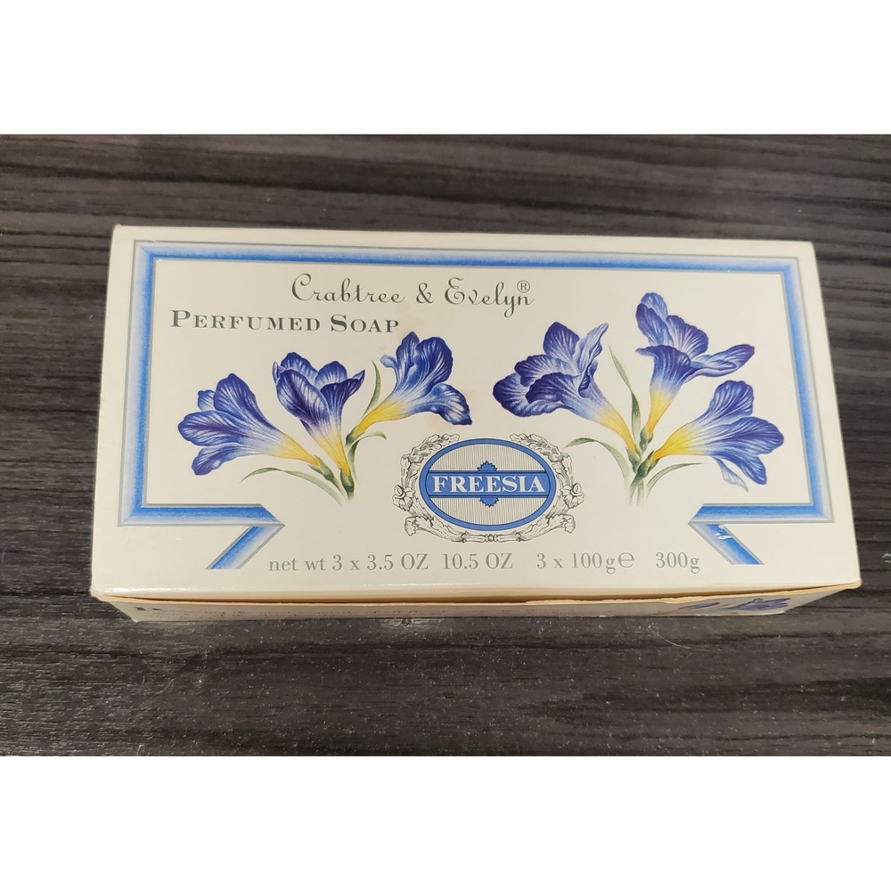 Crabtree & Evelyn Freesia Perfumed Soap 3 Bar Set 3.5oz Each Vintage 1993 NIB